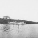 Steamer LEWISTON running by Fort Point, Prospect, Maine heading up Penobscot River.